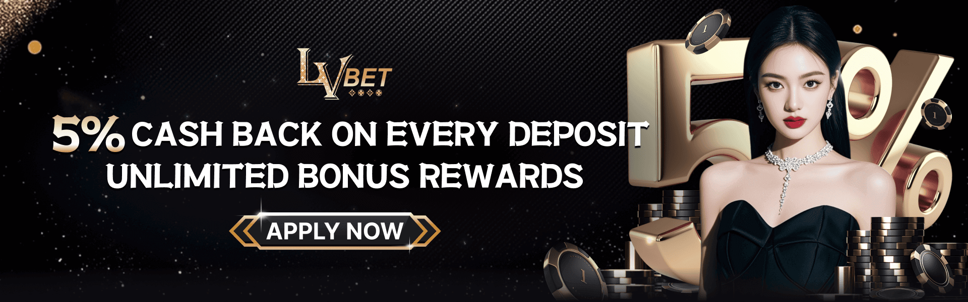 Promocja Cashback w Lvbet pokazująca 5% zwrotu gotówki